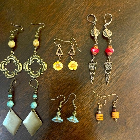 Earring Lot 10 Pair Handcrafted Artisan Earrings  NEW # 185 Bohemian Earrings - Picture 4 of 6